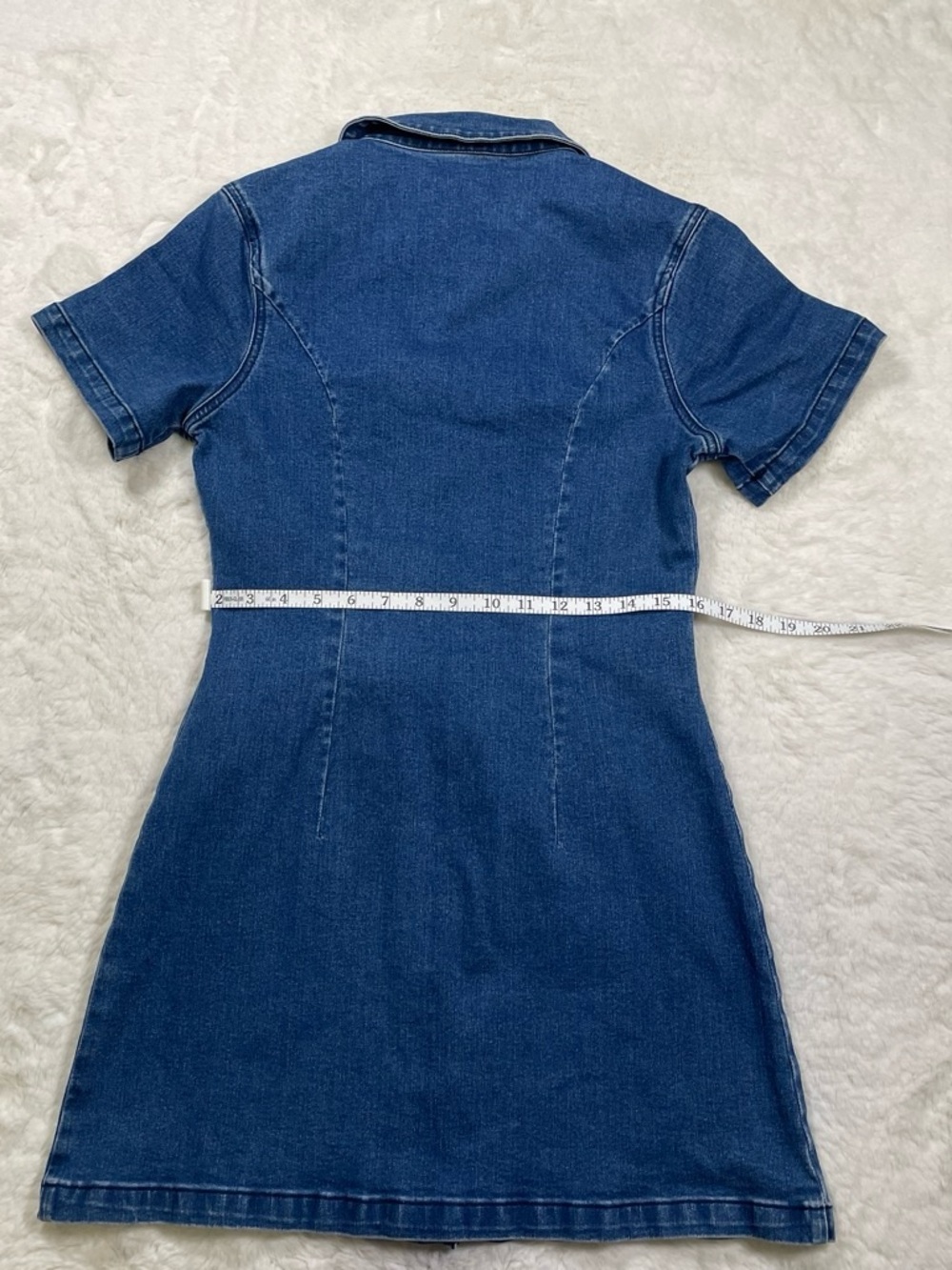 Commense Button-Front Denim Mini Dress - Blue - Picture 7 of 9